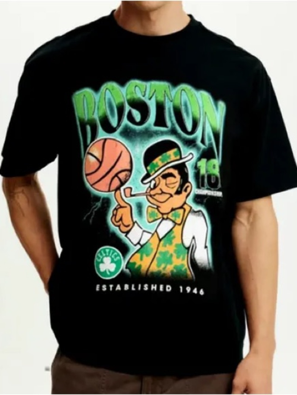 Boston Graphic Black Crewneck T‑Shirt Men’s Size Small